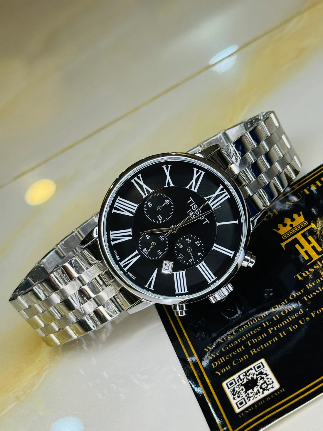 Roman Silver Chain Chronograph Dial Tissot Watch