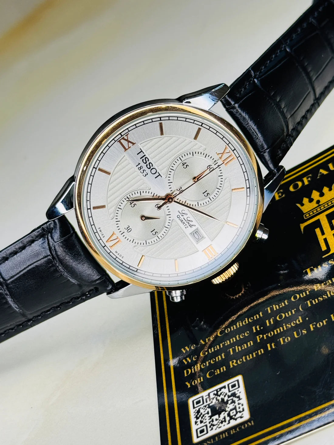 Black Leather Chronograph Dial Tissot Watch