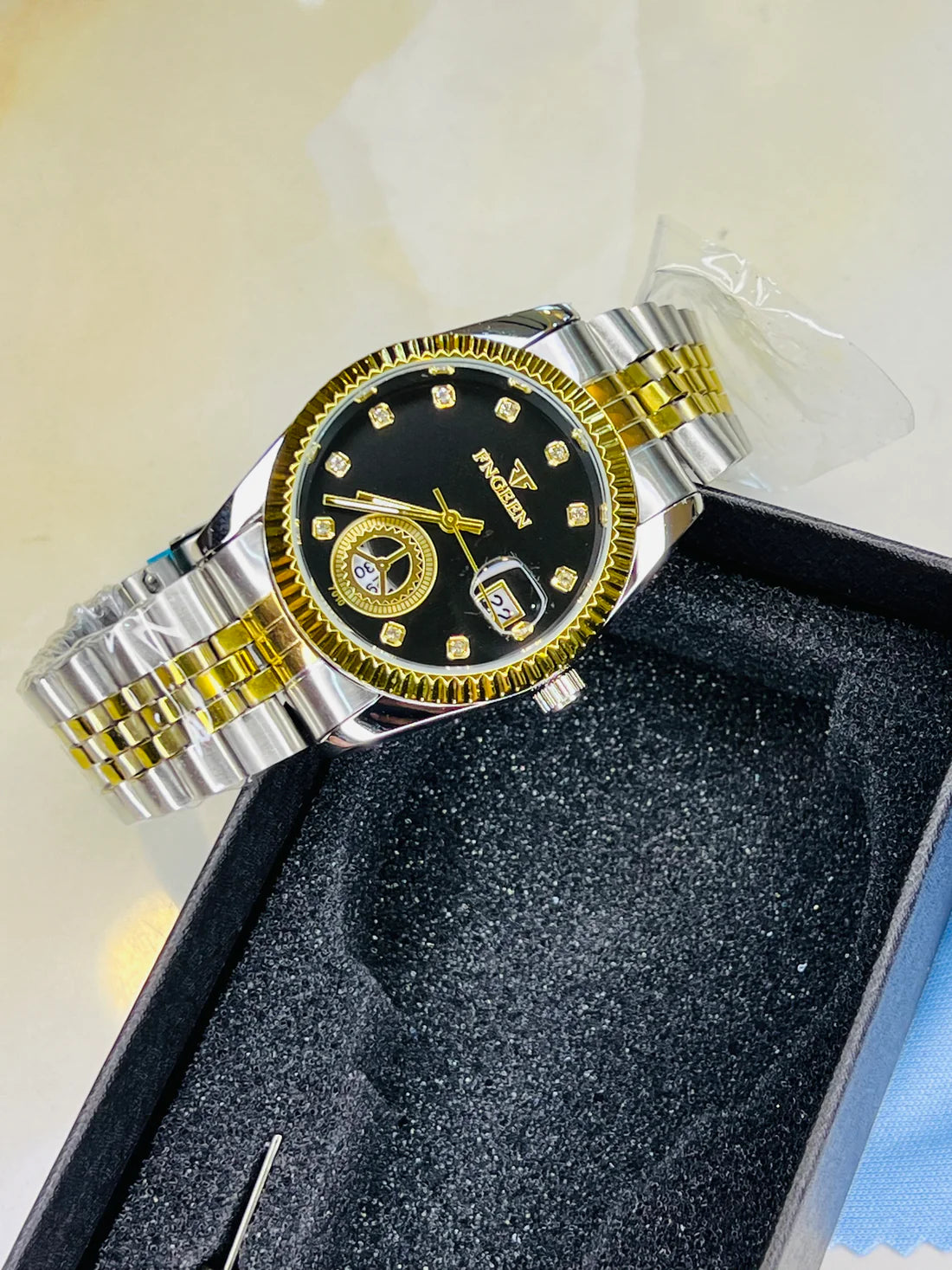 Fngeen Two Tone Black Watch For Her
