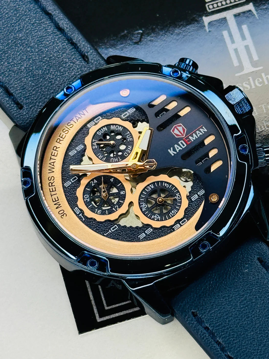 Kademan Tungsten Blue Chronograph Watch
