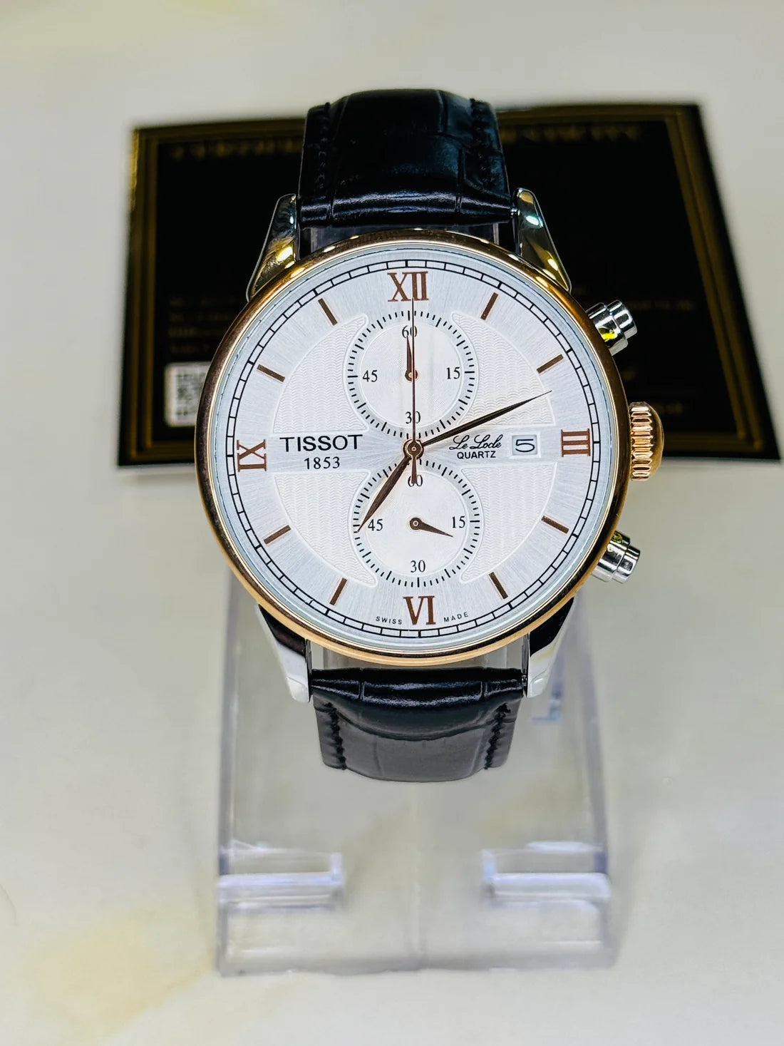 Black Leather Chronograph Dial Tissot Watch