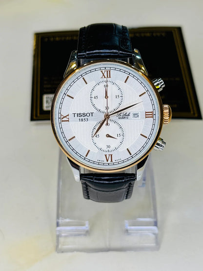 Black Leather Chronograph Dial Tissot Watch