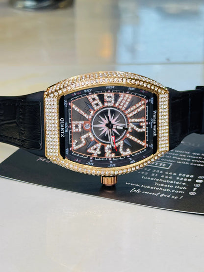 Vanguard Black Rose Gold Iced Frank Muller Watch