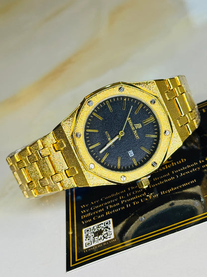 Frosted Gold Black AP Watch