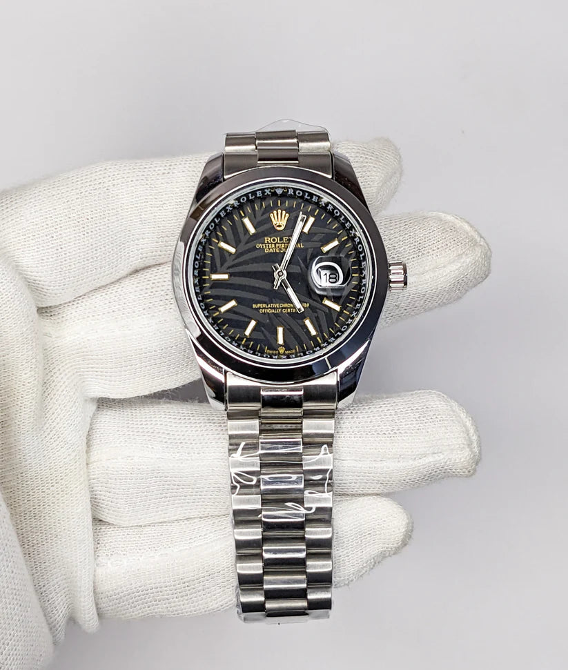 RLX Oyester Perpetual Date Adjust In Black Textured Dial