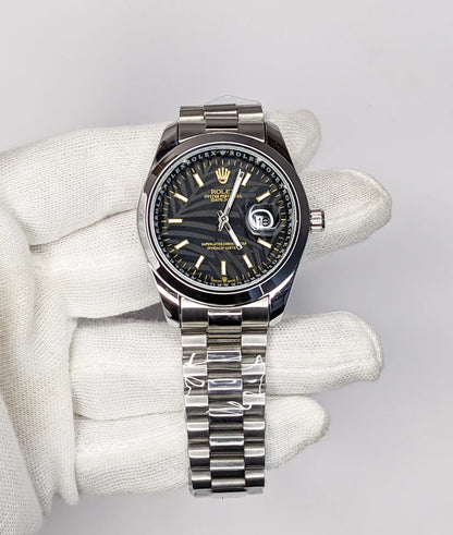 RLX Oyester Perpetual Date Adjust In Black Textured Dial