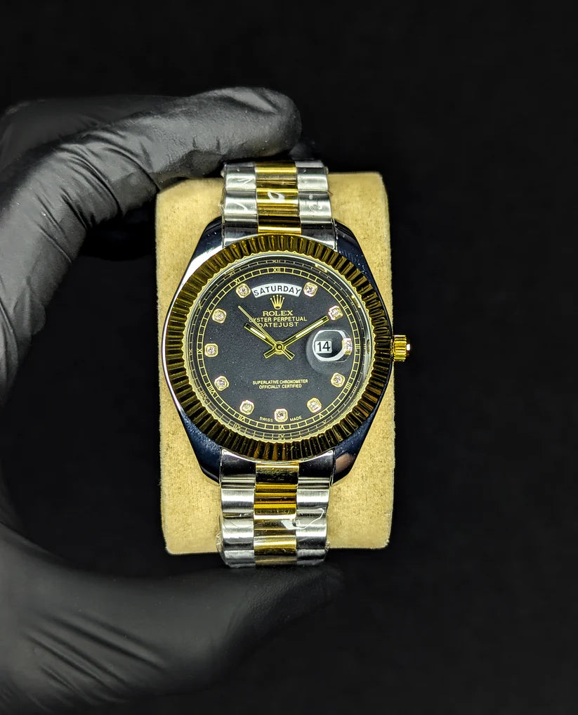 RLX Day & Date Two-Tone Stainless Steel Watch - Black Dial