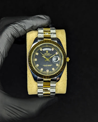 RLX Day & Date Two-Tone Stainless Steel Watch - Black Dial
