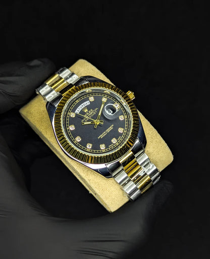 RLX Day & Date Two-Tone Stainless Steel Watch - Black Dial