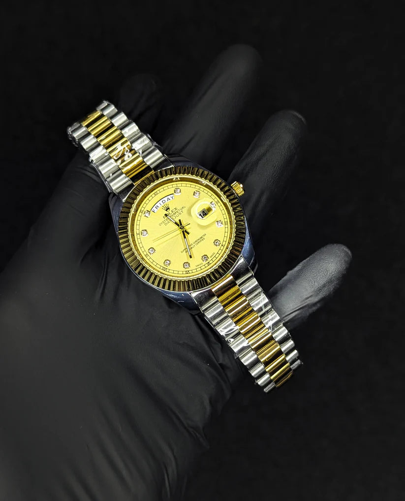RLX Day & Date Two-Tone Stainless Steel Watch - Golden Dial