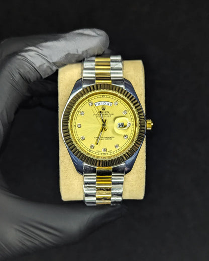RLX Day & Date Two-Tone Stainless Steel Watch - Golden Dial