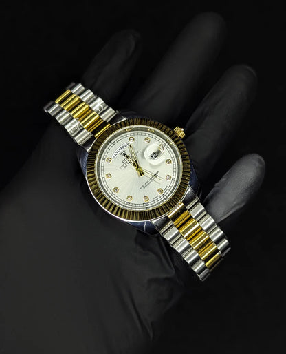 RLX Day & Date Two-Tone Stainless Steel Watch - White Dial