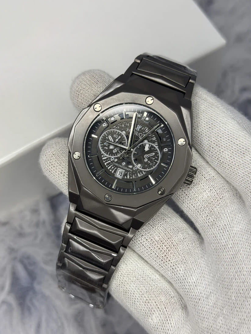 HB Diamond Cut Skeleton Watch