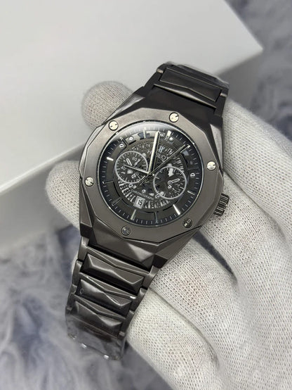 HB Diamond Cut Skeleton Watch