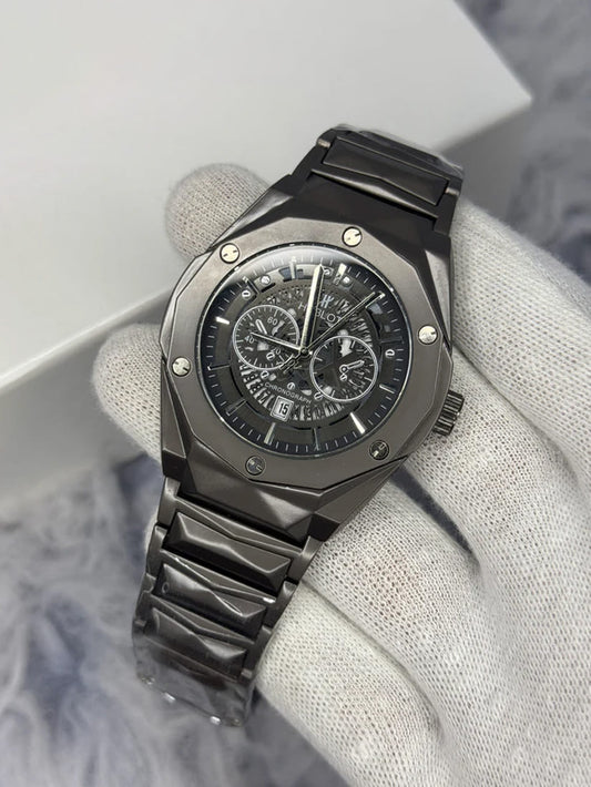 HB Diamond Cut Skeleton Watch